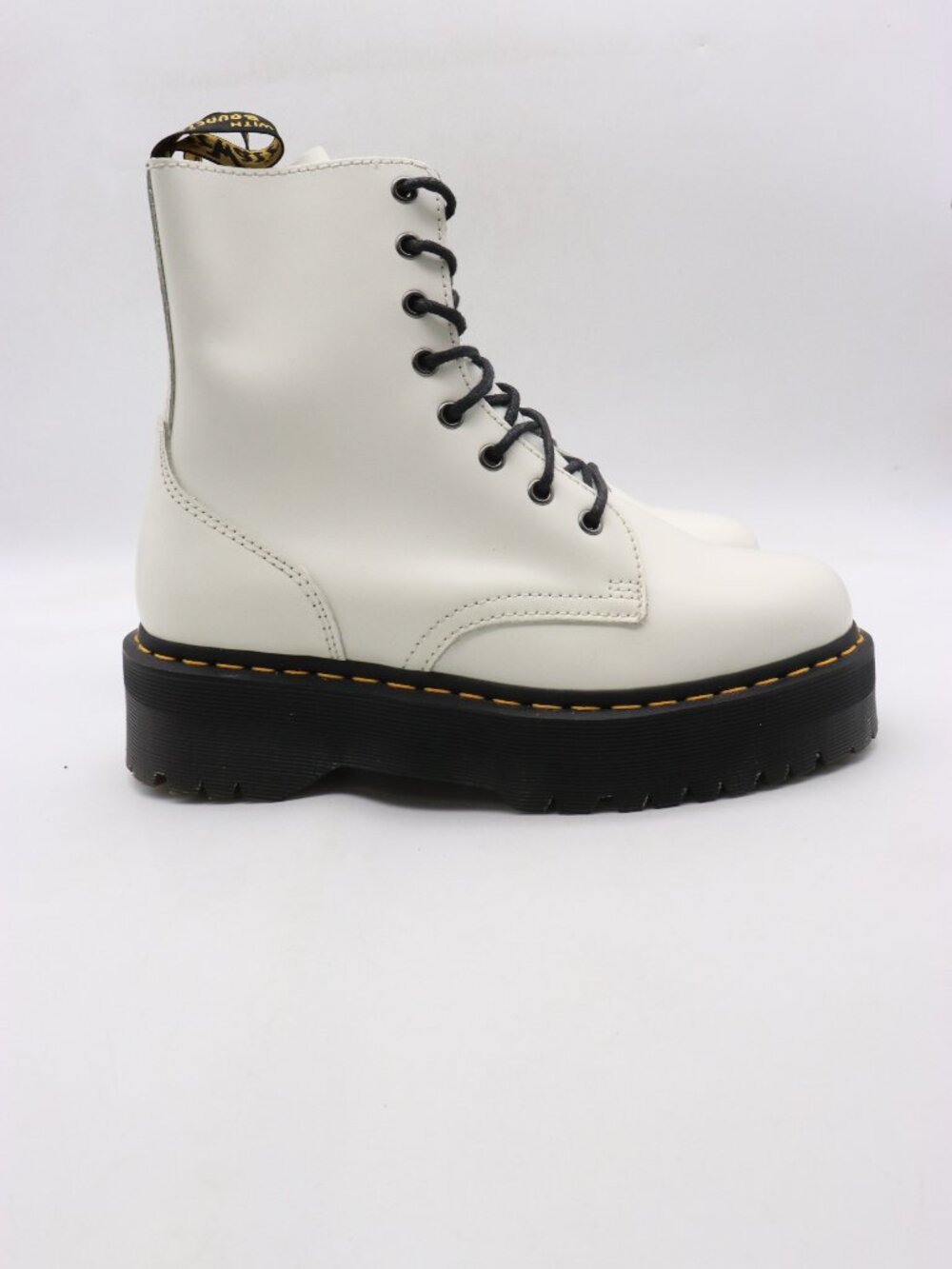 Doc Dr. Martens Jadon Women’s 10 Ankle Platform Boots Lace-Up Zip White Leather